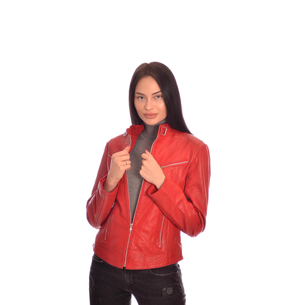 Дамско яке от естествена кожа модел W2005 rosso